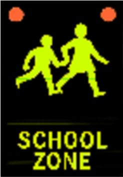 The new active flashing light school warning sign